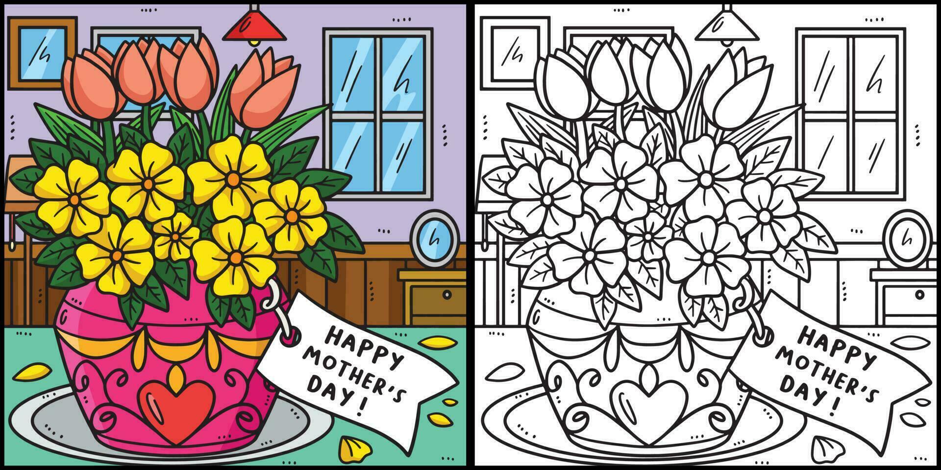 Mothers Day Flowers and Greeting Card Illustration vector