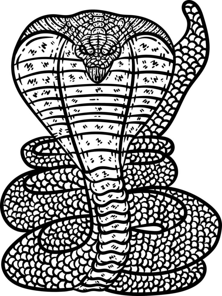 Cobra Animal Coloring Page for Adults vector