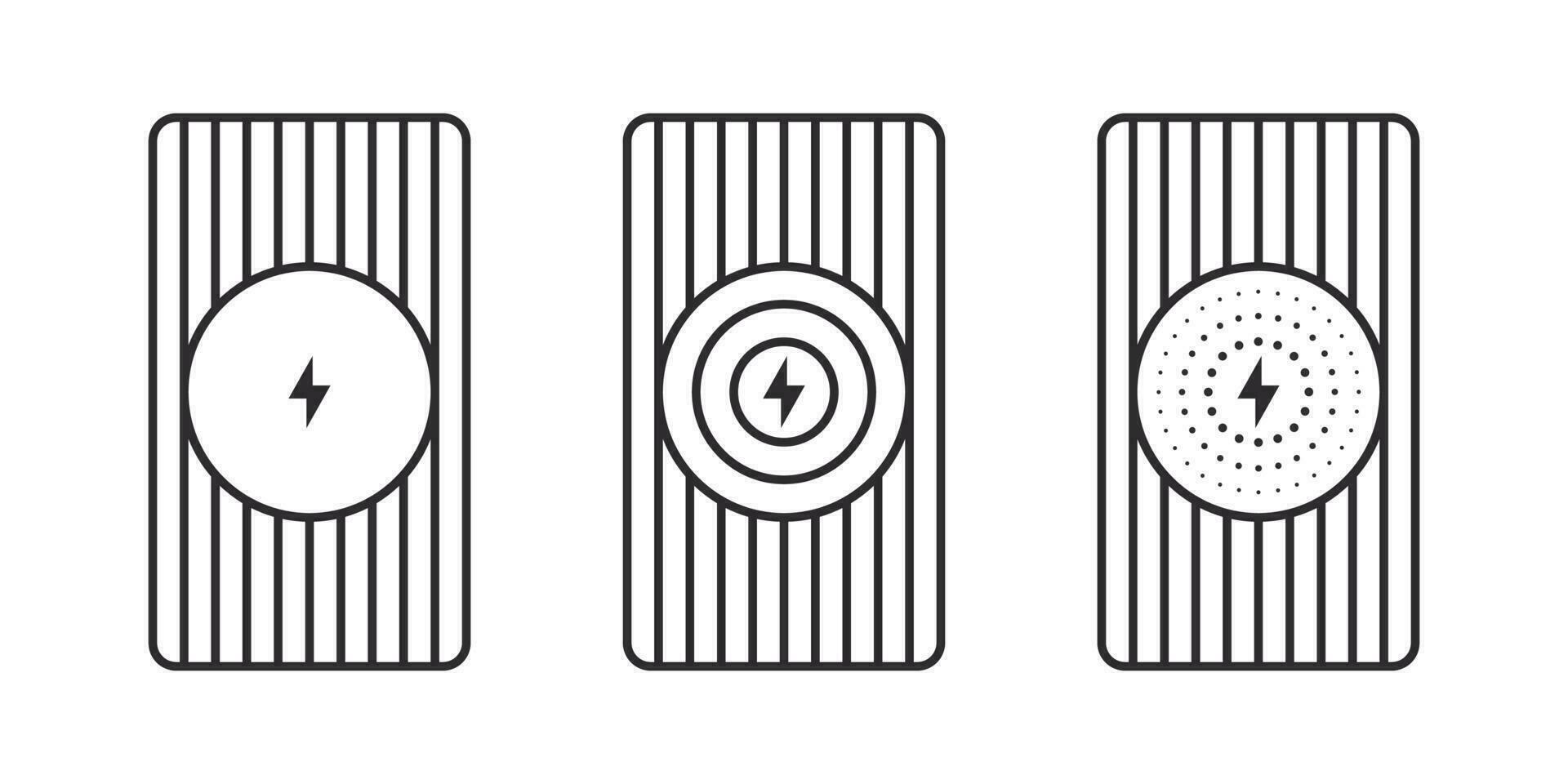 Wireless charging station. Contactless charger. Phone charge simple illustration. Vector scalable graphics