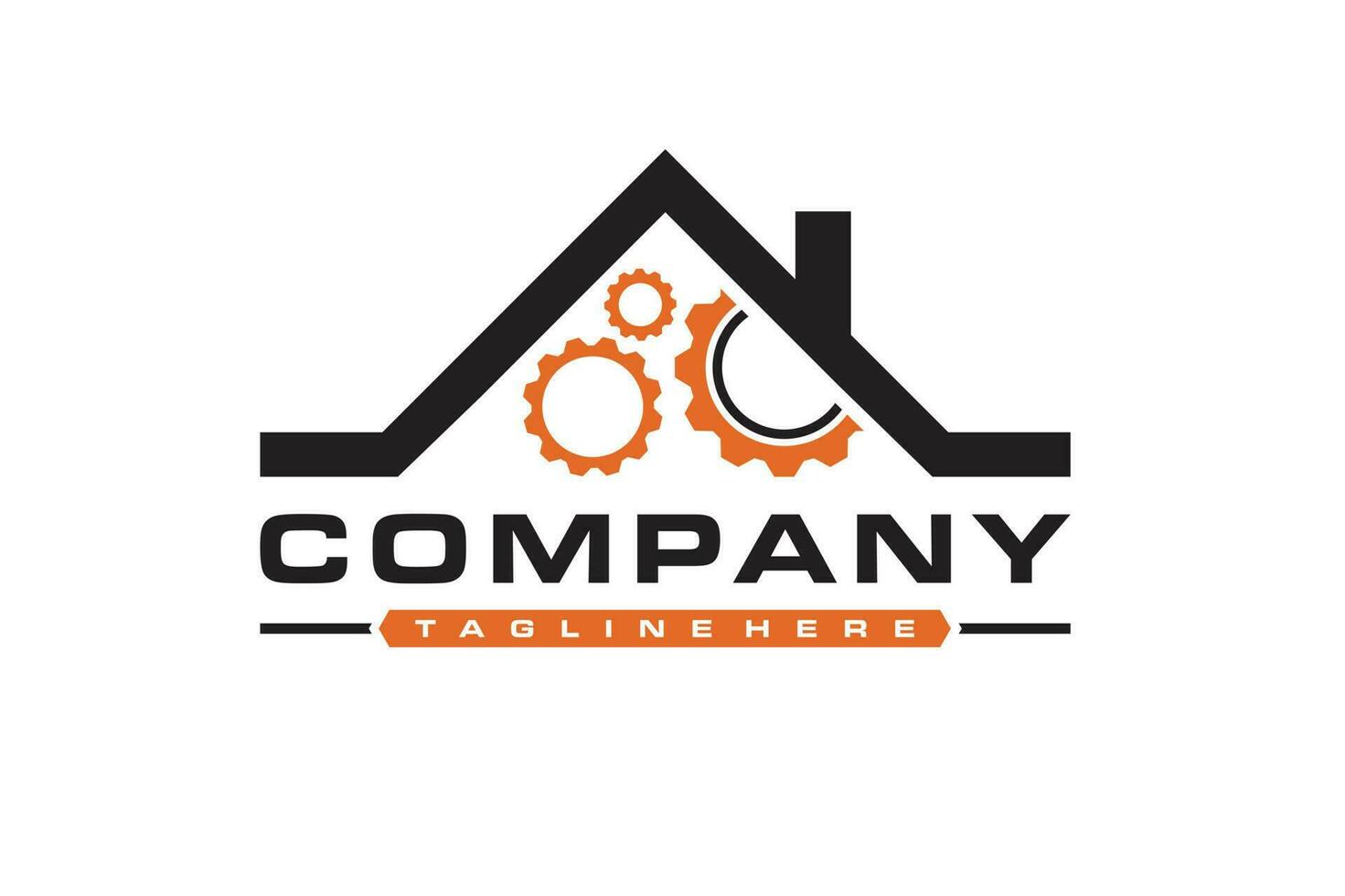 gears roof house logo vector