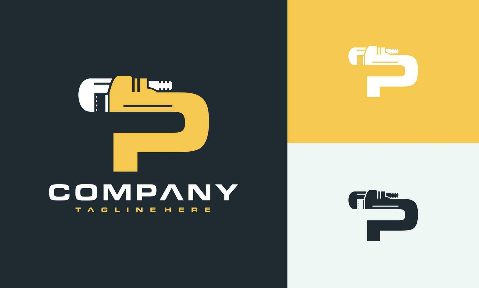 letter P wrench adjustable logo vector