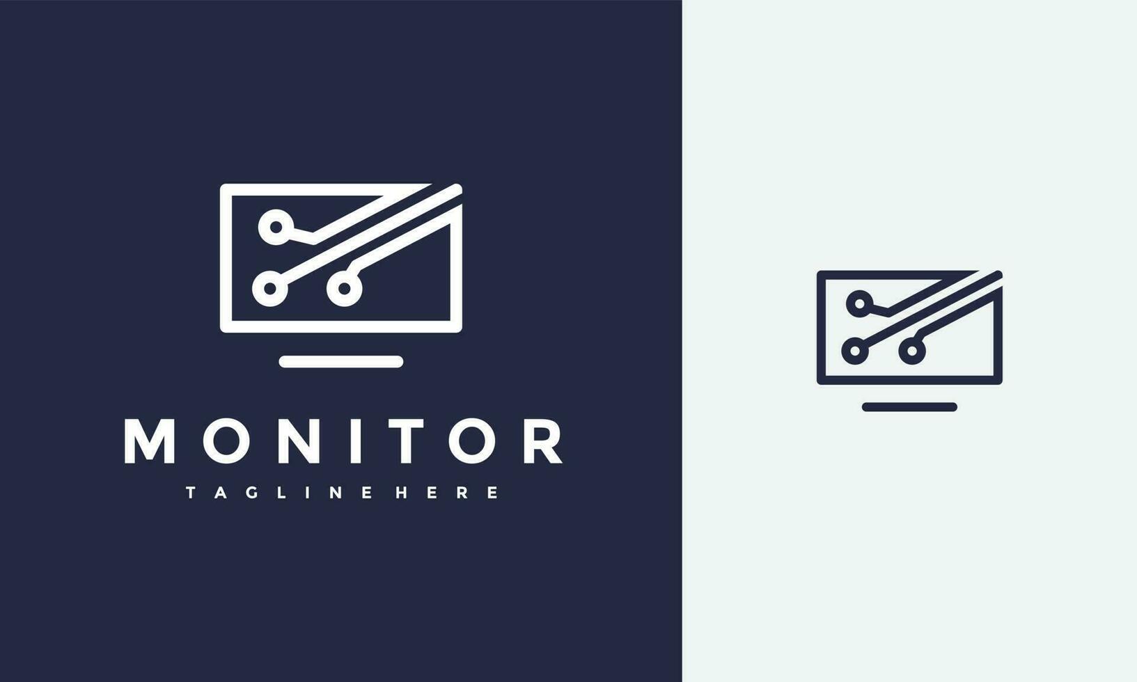 monitor tecnología circulo logo vector