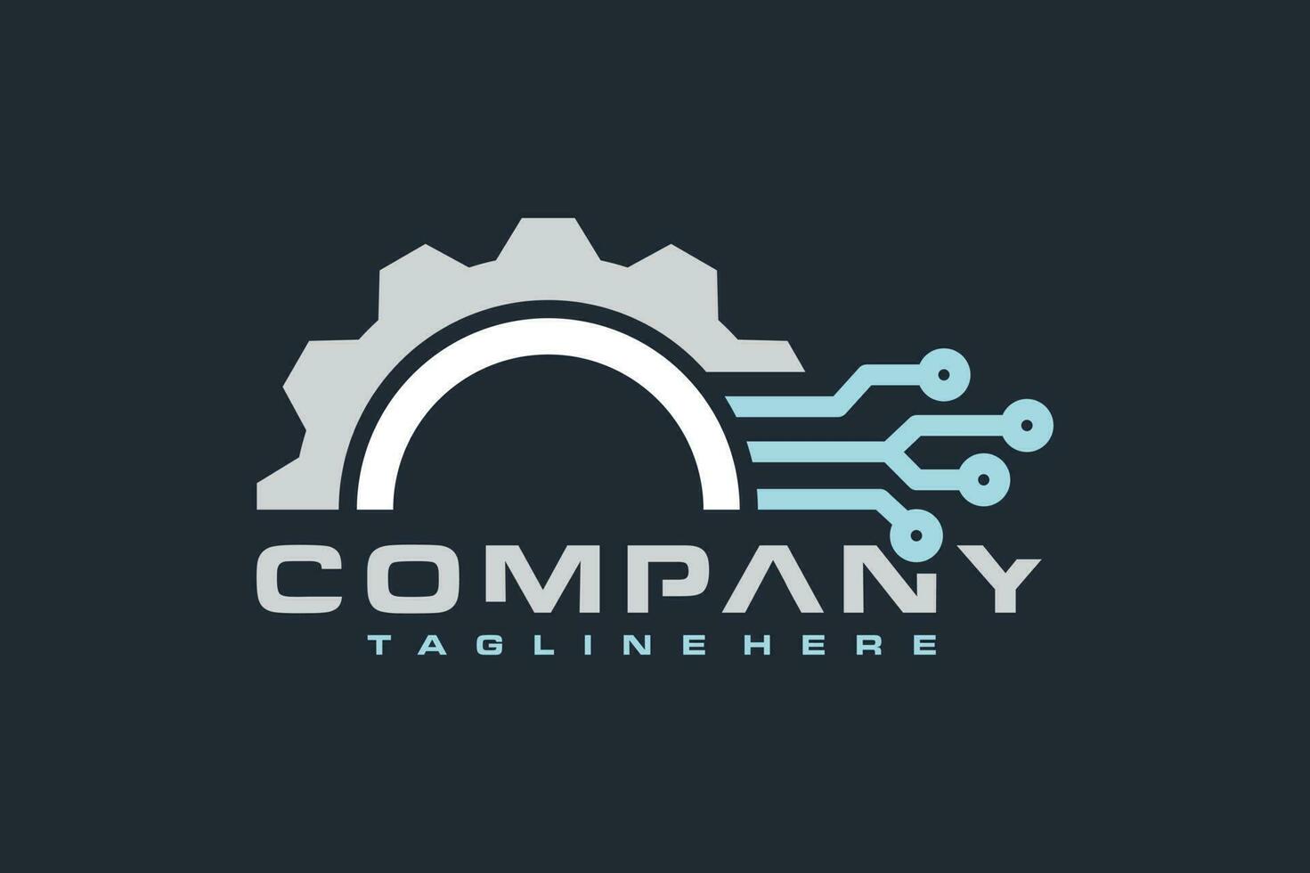gears circle tech typography logo vector