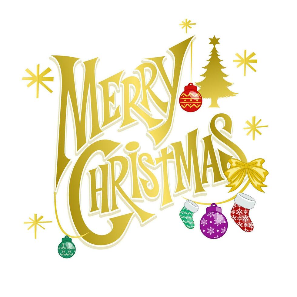 Gold Merry Christmas Greeting Text vector