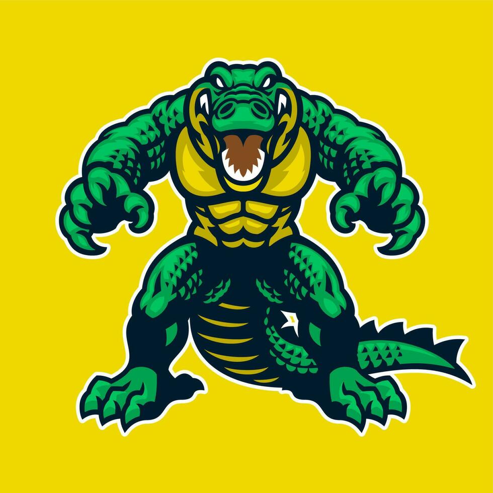 Angry Green Monster Crocodile Character vector