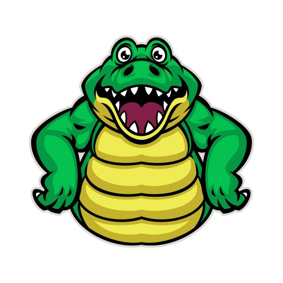 Cartoon Happy Crocodile Character with hands on hip vector