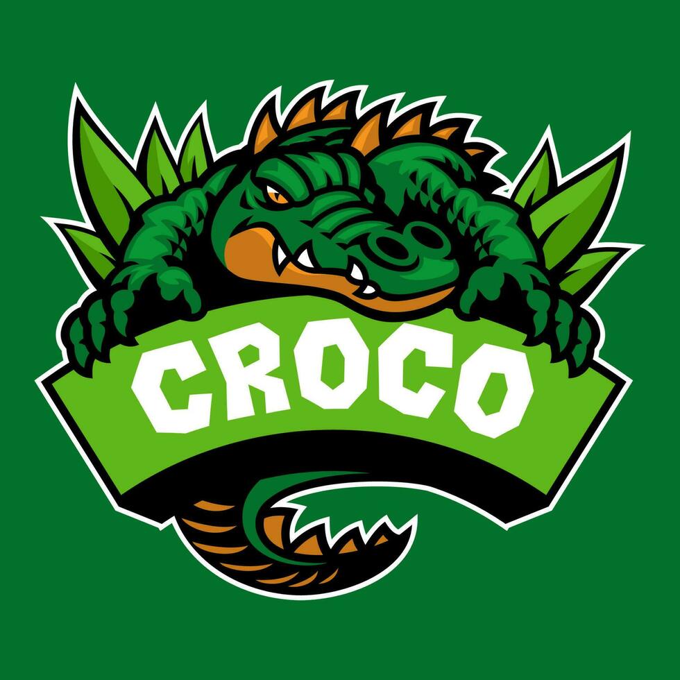 dibujos animados mascota cocodrilo zoo logo vector