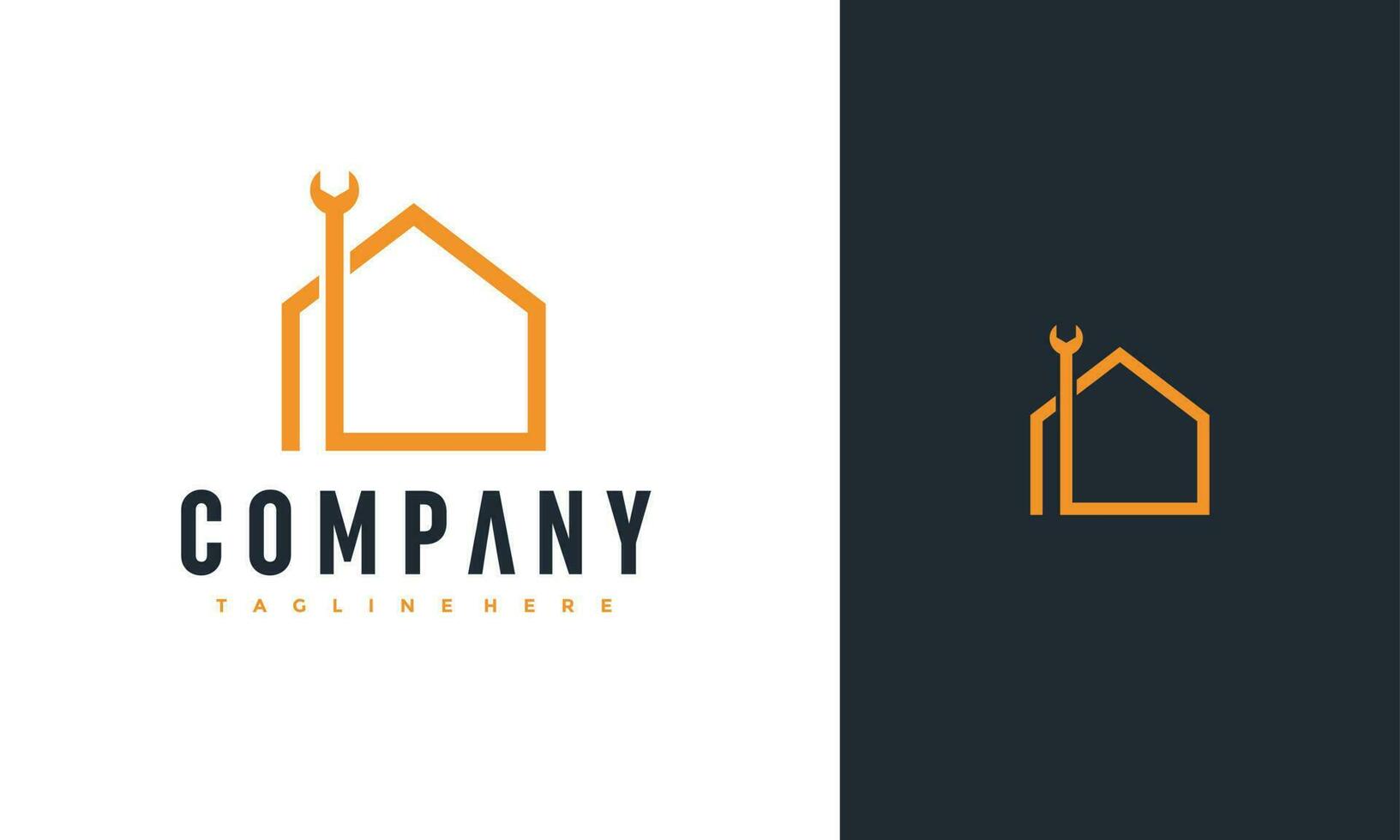 minimal home wrench logo vector