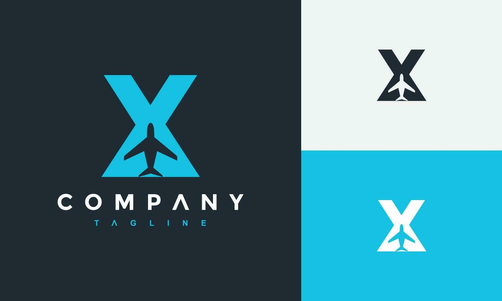 initial letter X plane logo vector