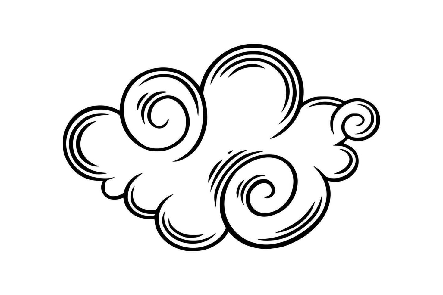 Chinese cloud in curly style. Holiday boho cloud for festive asian designs. Vector illustration