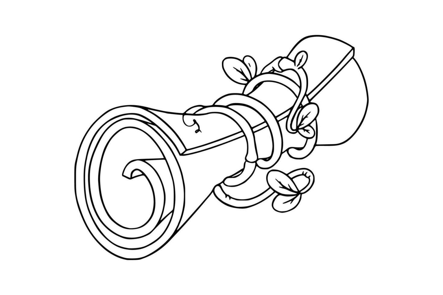 Paper scroll for games. Sketch of parchment or medieval map scroll. Vector illustration