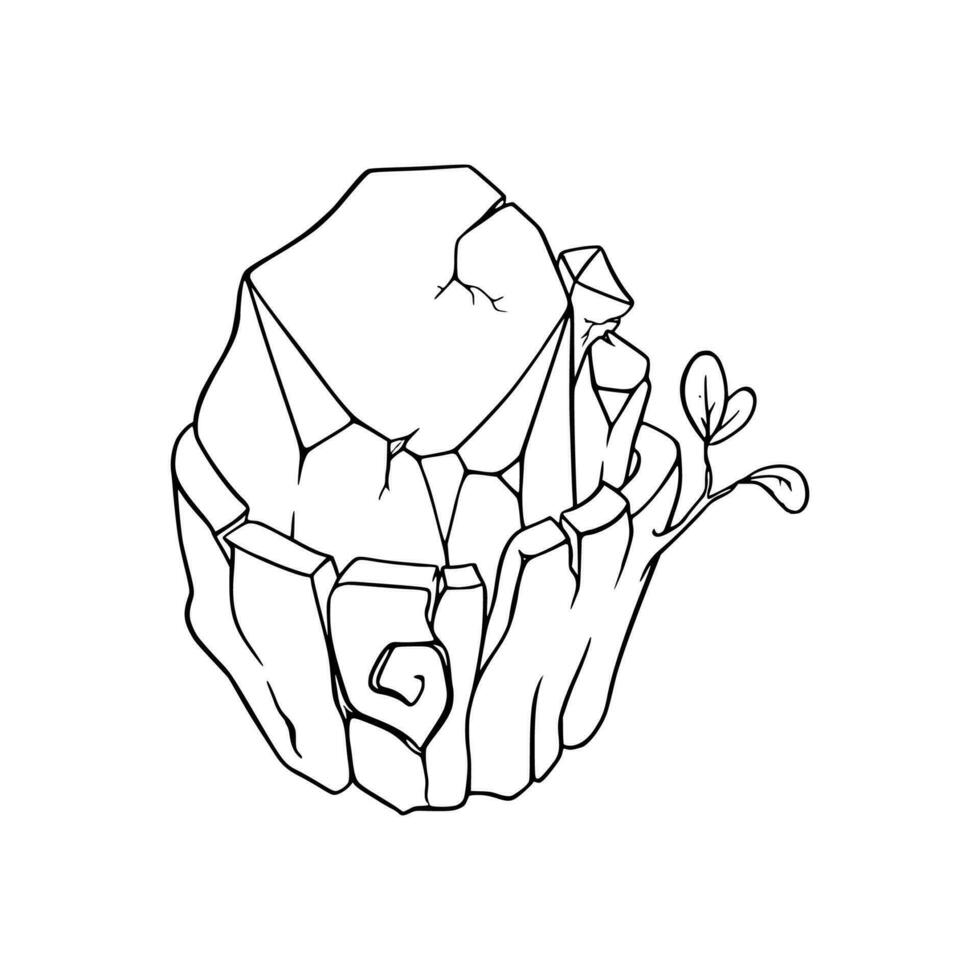 Magic crystal for games. Sketch of crystal set in a tree. Vector illustration