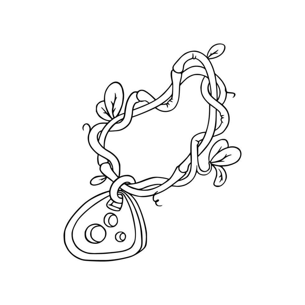 Amulet with lianas for games. Sketch of vine with an amulet. Vector illustration