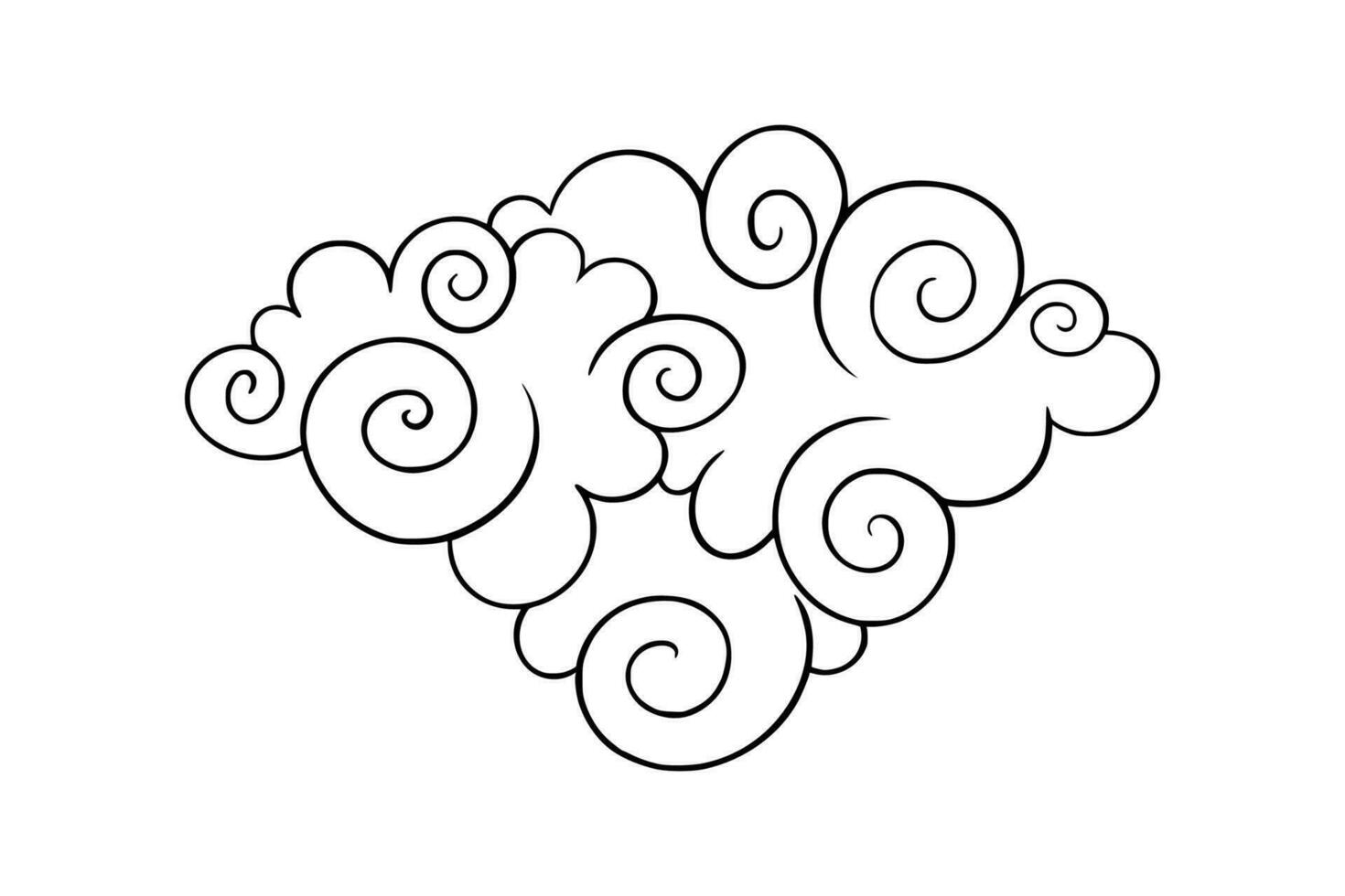 Chinese cloud with curly lines. Japanese cloud for festive designs. Vector illustration