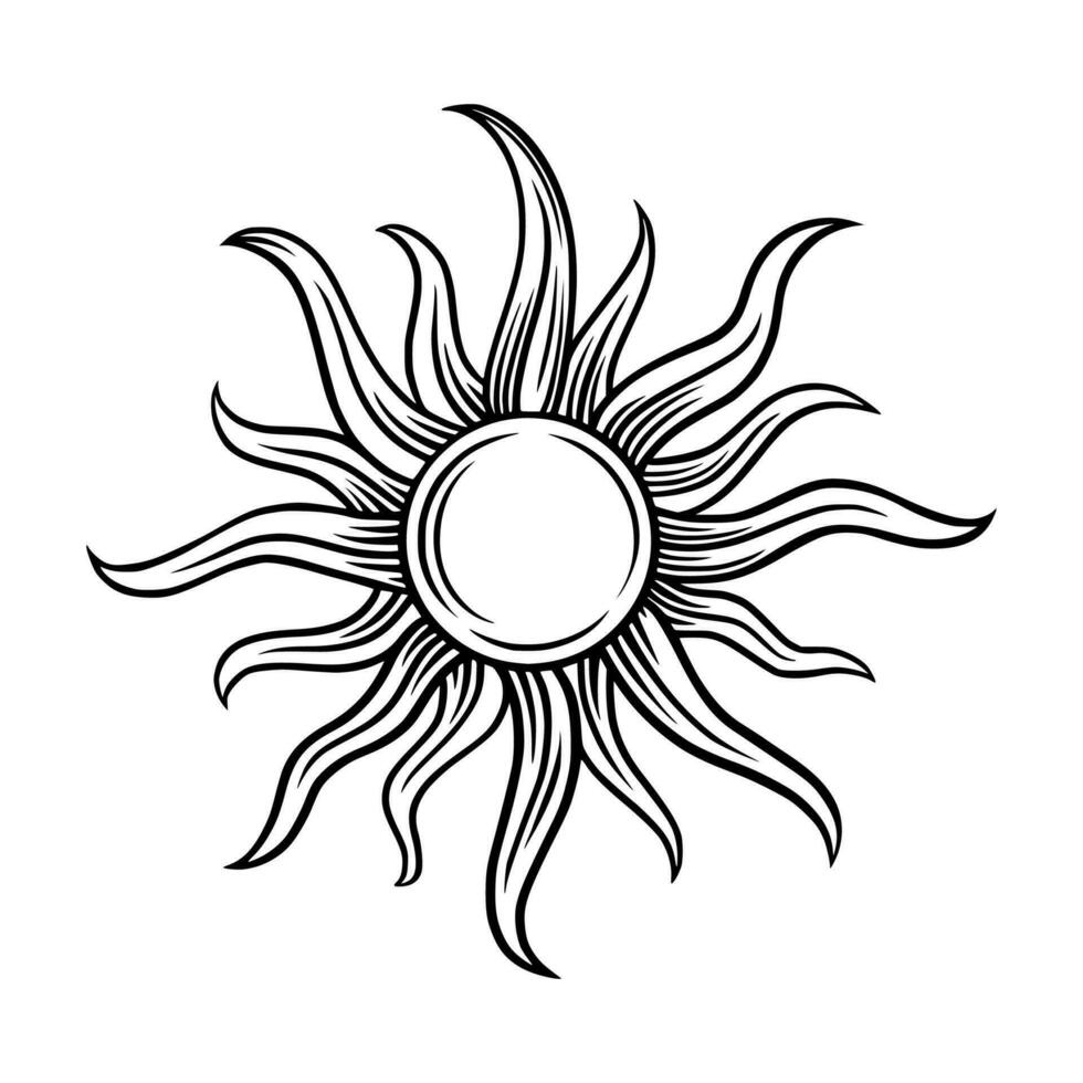 Tarot sun. Gothic tarot star for retro and antique designs. Vector illustration