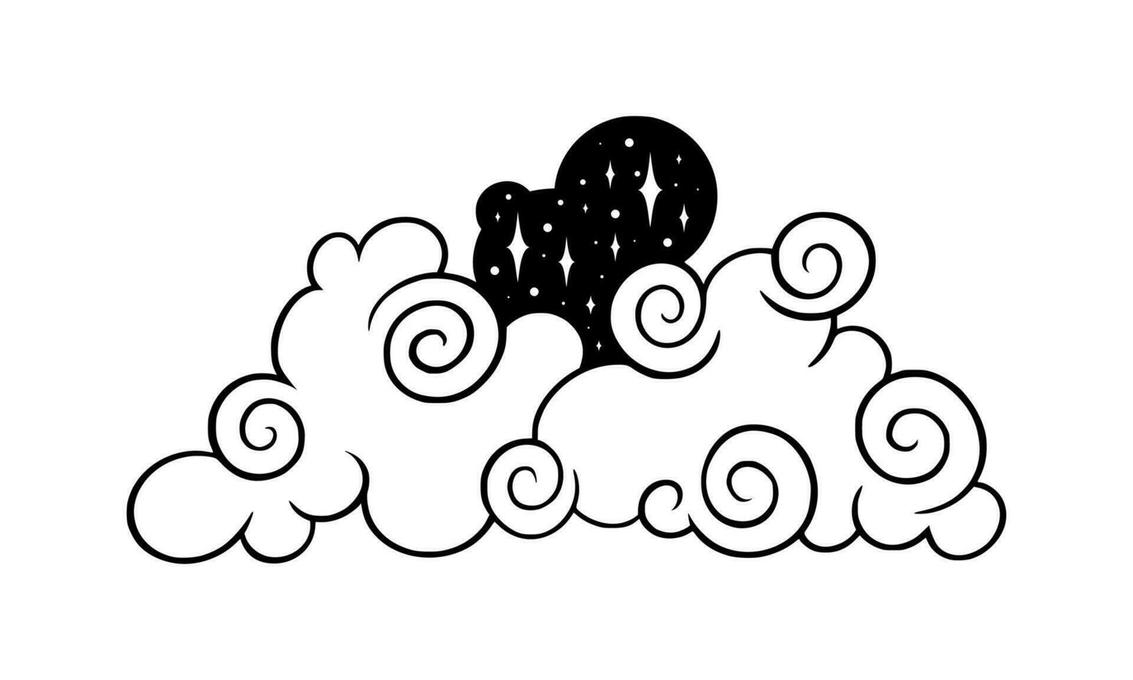 Tarot cloud with stars. Vintage boho cloud for esoteric astrology designs. Vector illustration