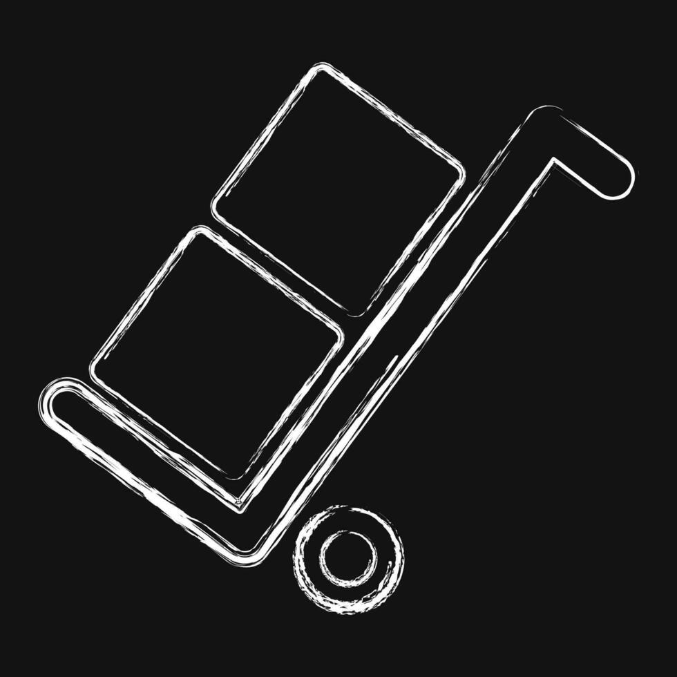 Icon use the trolley. Packaging symbol elements. Icons in chalk style. Good for prints, posters, logo, product packaging, sign, expedition, etc. vector