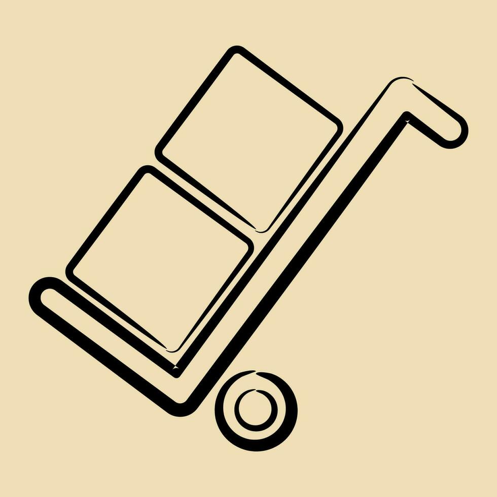 Icon use the trolley. Packaging symbol elements. Icons in hand drawn style. Good for prints, posters, logo, product packaging, sign, expedition, etc. vector