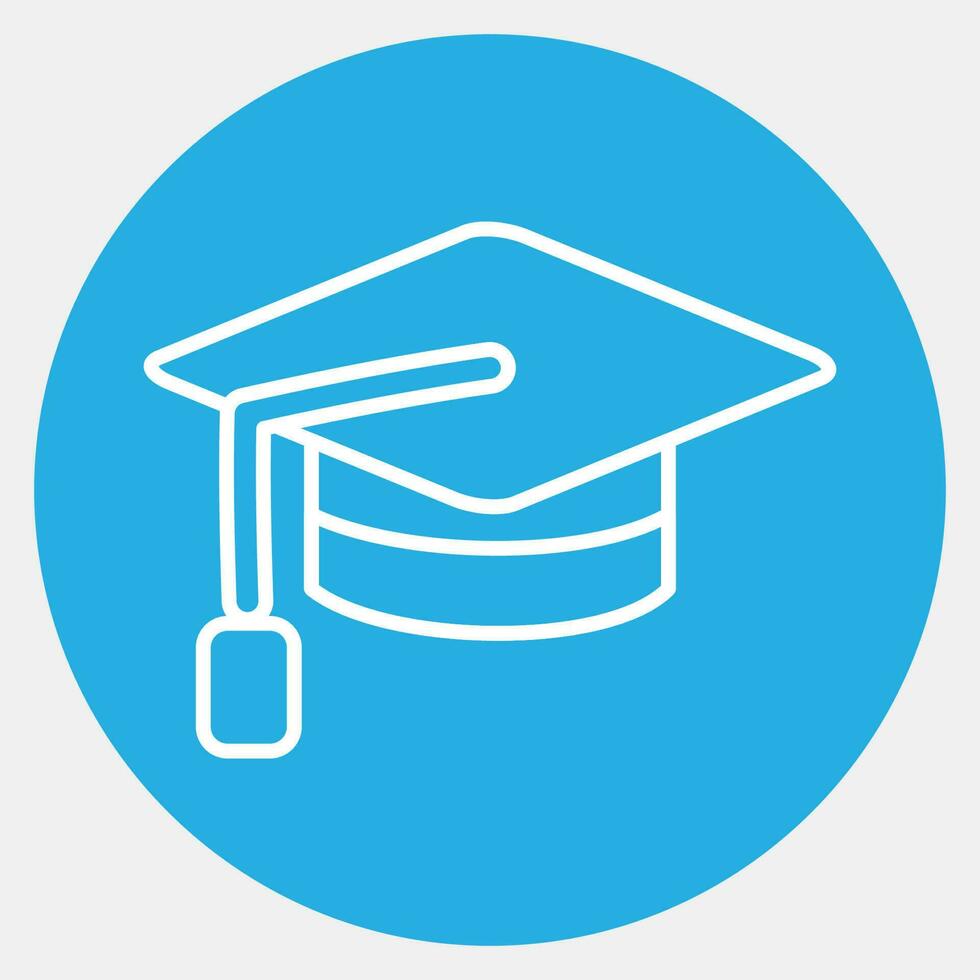 Icon graduation cap. School and education elements. Icons in blue round style. Good for prints, posters, logo, advertisement, infographics, etc. vector