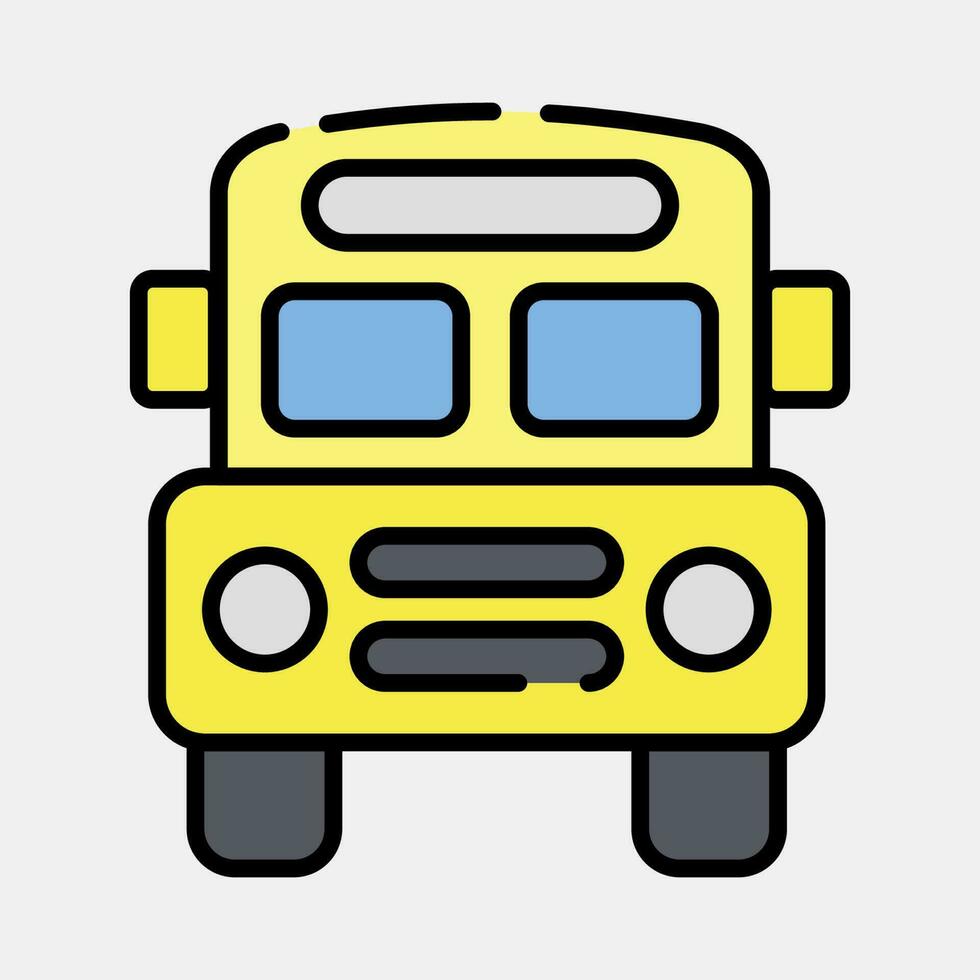 Icon school bus. School and education elements. Icons in filled line style. Good for prints, posters, logo, advertisement, infographics, etc. vector