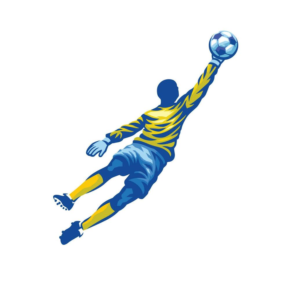Soccer Goalkeeper catching the ball vector
