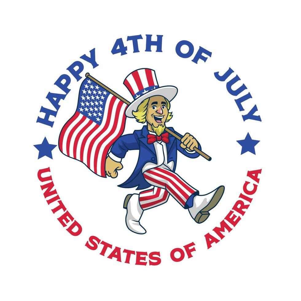 Uncle Sam Cartoon Celebrating 4th of July vector
