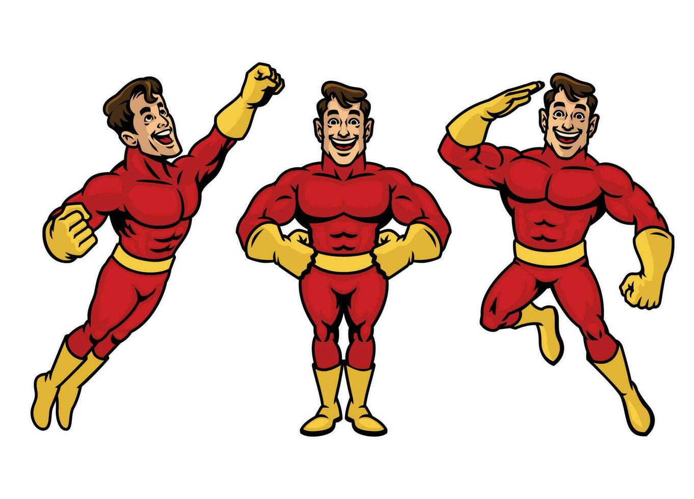 Set of Cartoon Super Hero Character vector