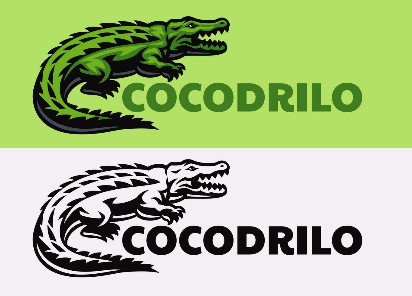 doble logo de verde cocodrilo vector