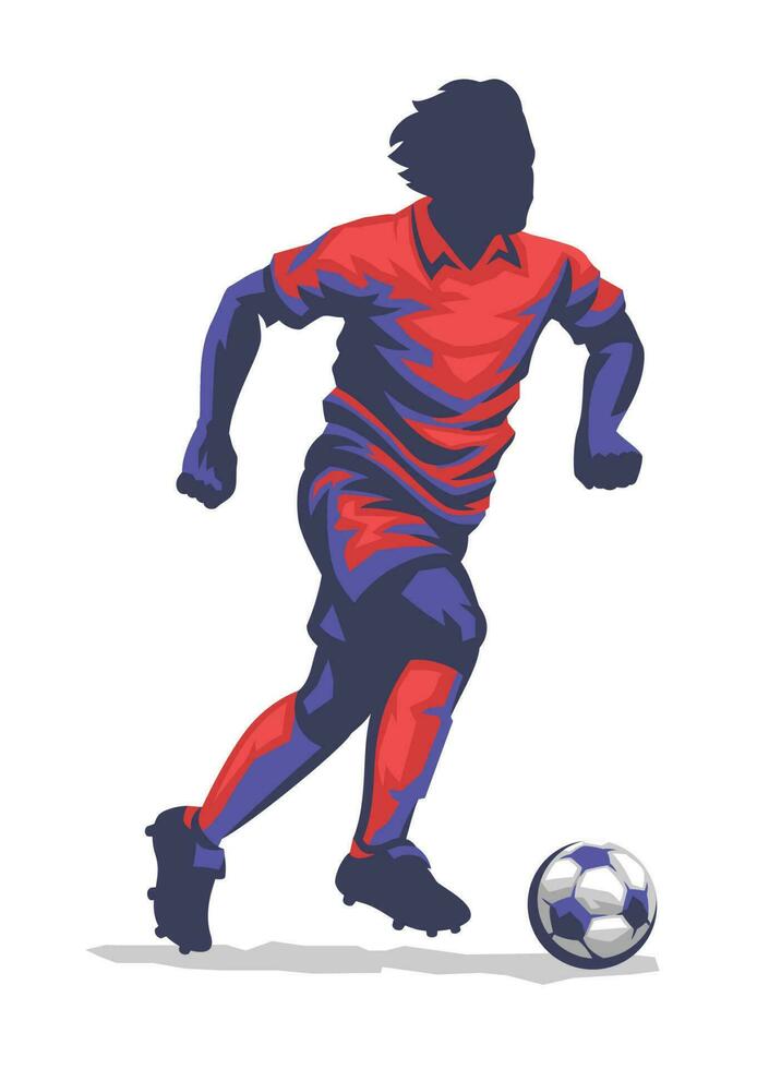 Color Soccer Player Playing The Ball vector