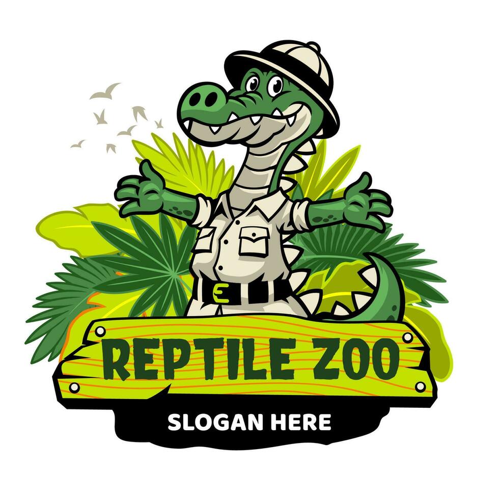 cocodrilo reptil zoo mascota logo vector