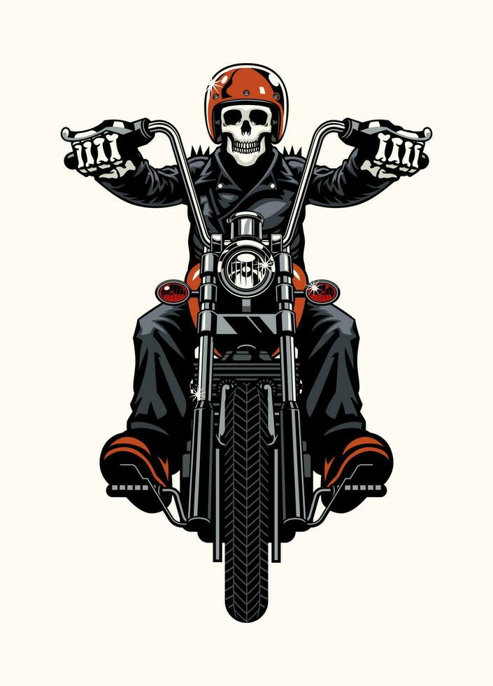 Skull Biker Riding the Vintage Motorcycle vector