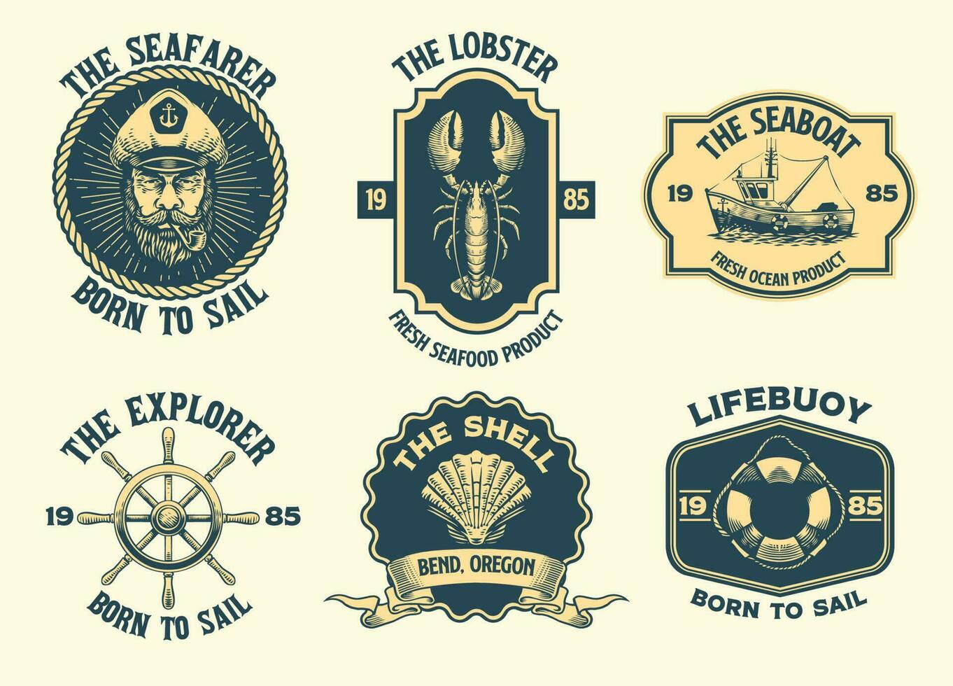 Set of Nautical Vintage Badge vector