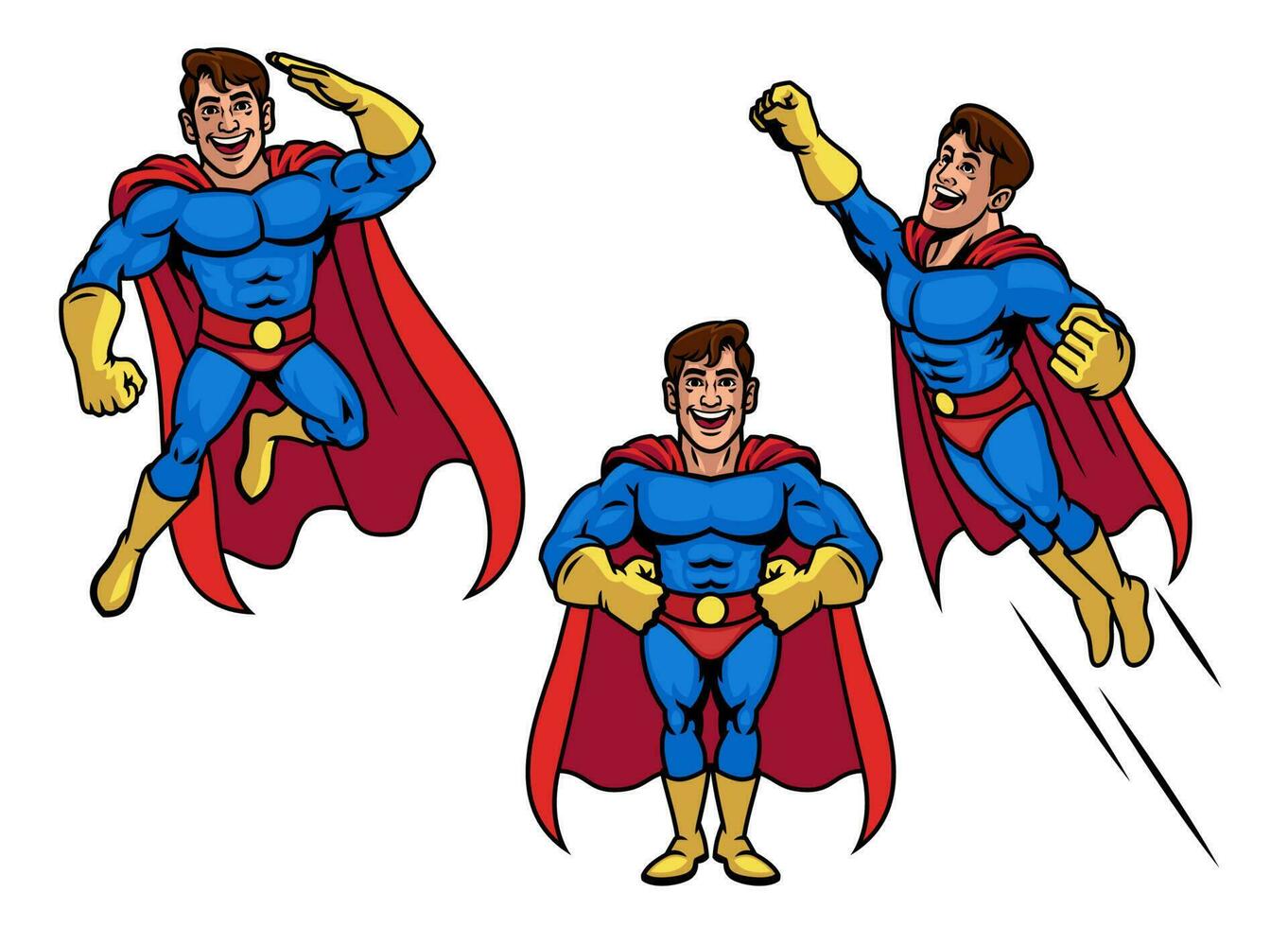 superhéroe mascota personaje en conjunto vector