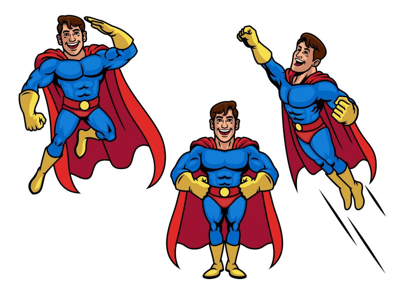 Superhero Mascot Character in Set vector