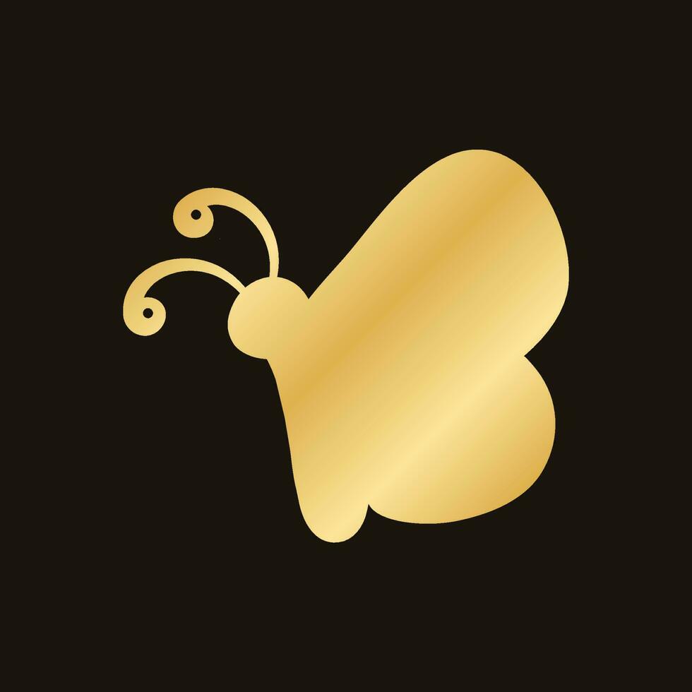 Gold Butterfly Logo. Abstract golden butterfly silhouette icon vector illustration.