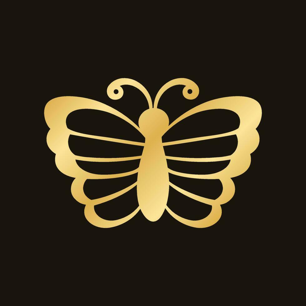 Gold Butterfly Logo. Abstract golden butterfly silhouette icon vector illustration.