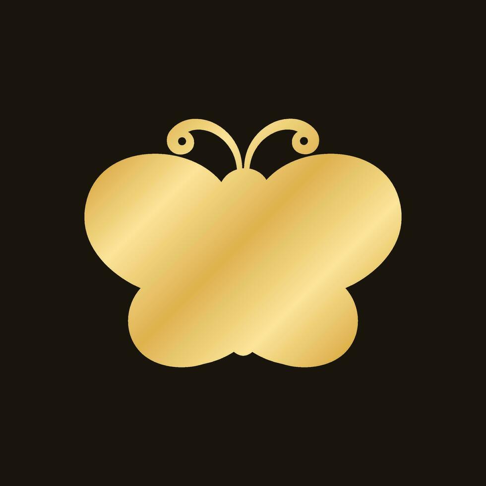 Gold Butterfly Logo. Abstract golden butterfly silhouette icon vector illustration.