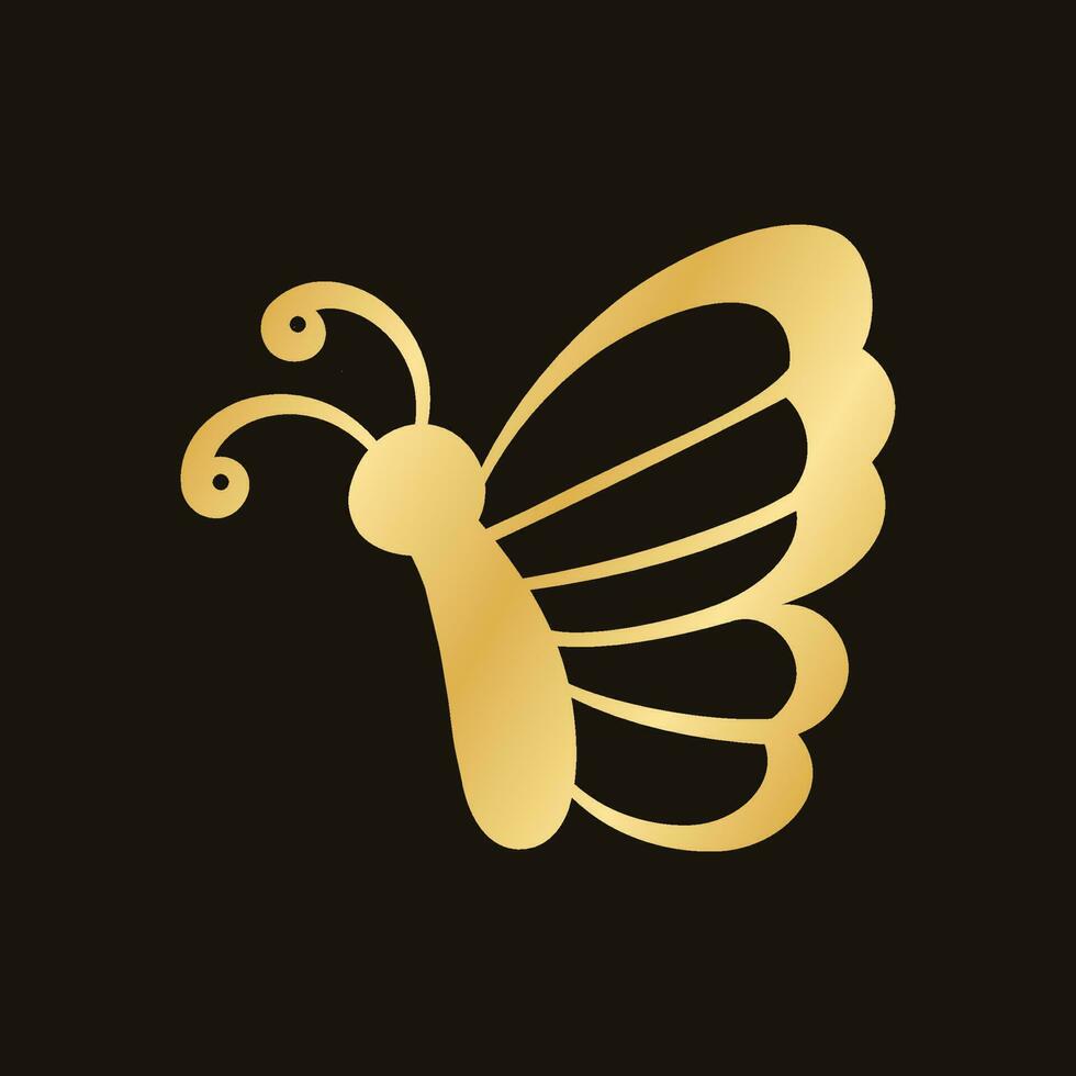 Gold Butterfly Logo. Abstract golden butterfly silhouette icon vector illustration.