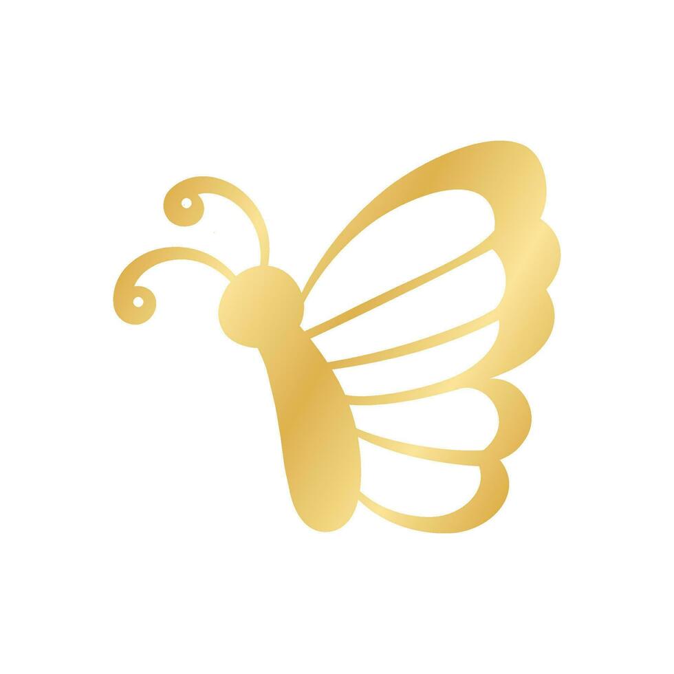 Gold Butterfly Logo. Abstract golden butterfly silhouette icon vector illustration.