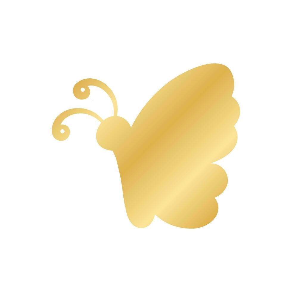 Gold Butterfly Logo. Abstract golden butterfly silhouette icon vector illustration.