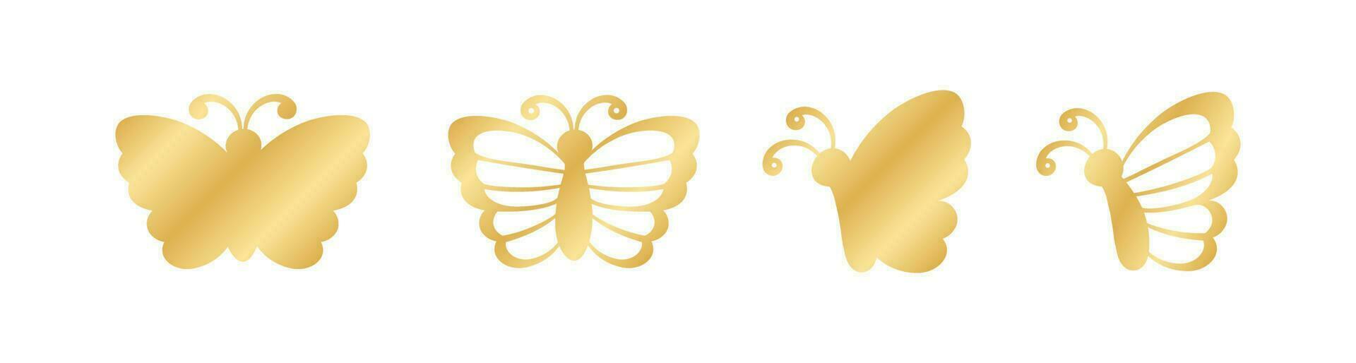 Gold Butterfly Logo Collection. Abstract golden butterfly silhouette icon vector illustration.