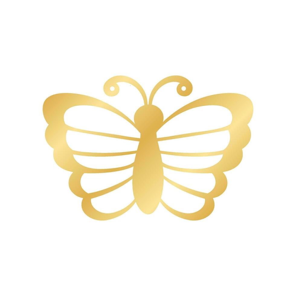 Gold Butterfly Logo. Abstract golden butterfly silhouette icon vector illustration.