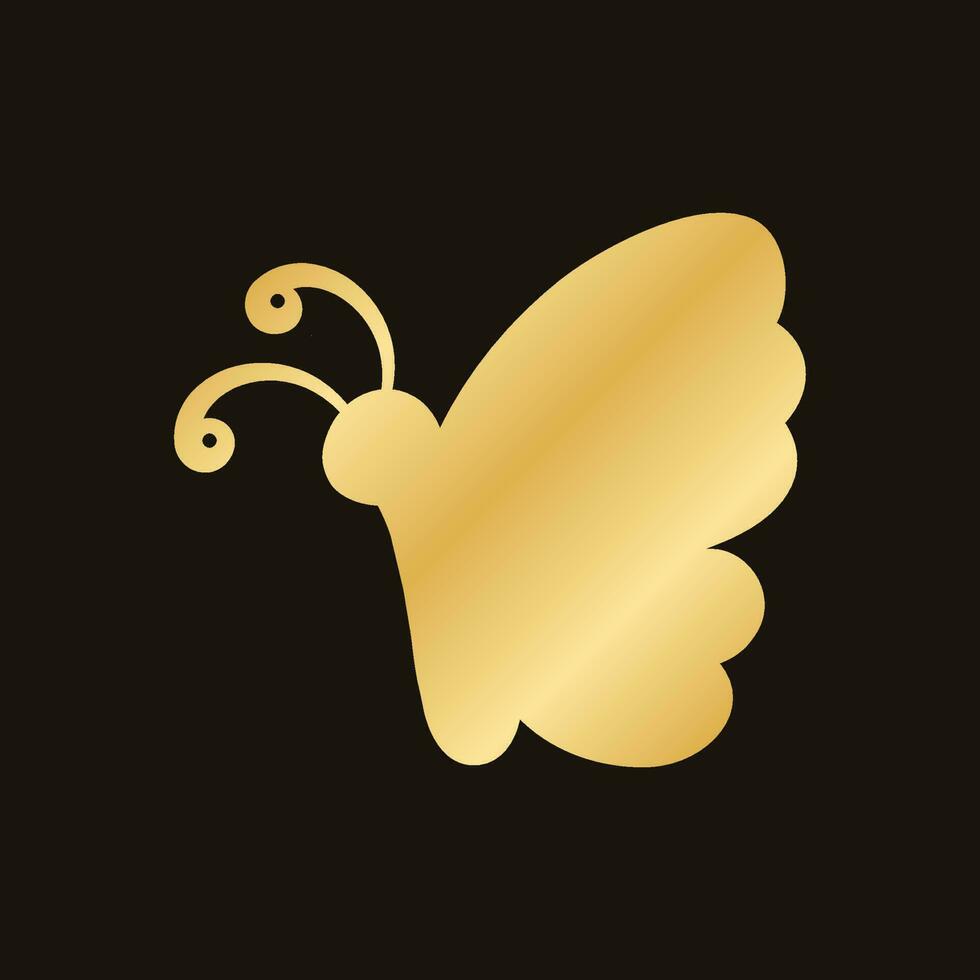Gold Butterfly Logo. Abstract golden butterfly silhouette icon vector illustration.