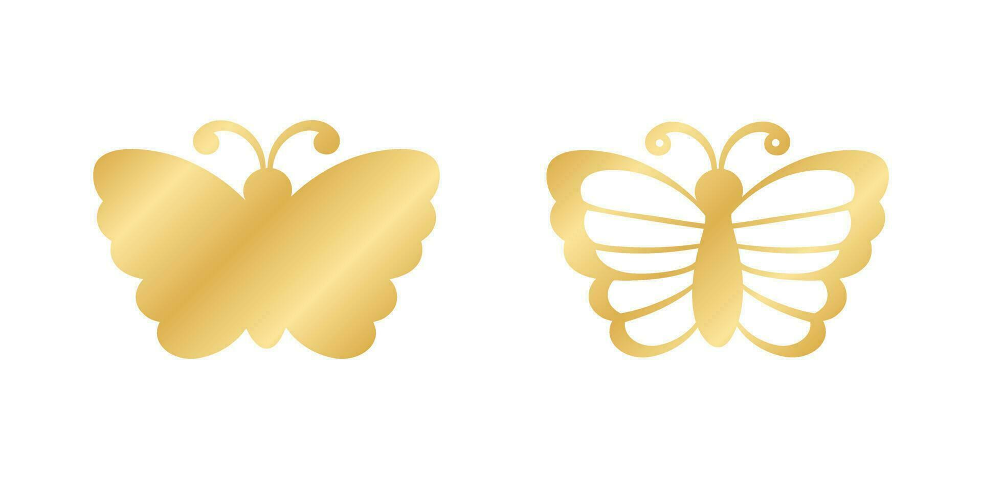 Gold Butterfly Logo Collection. Abstract golden butterfly silhouette icon vector illustration.