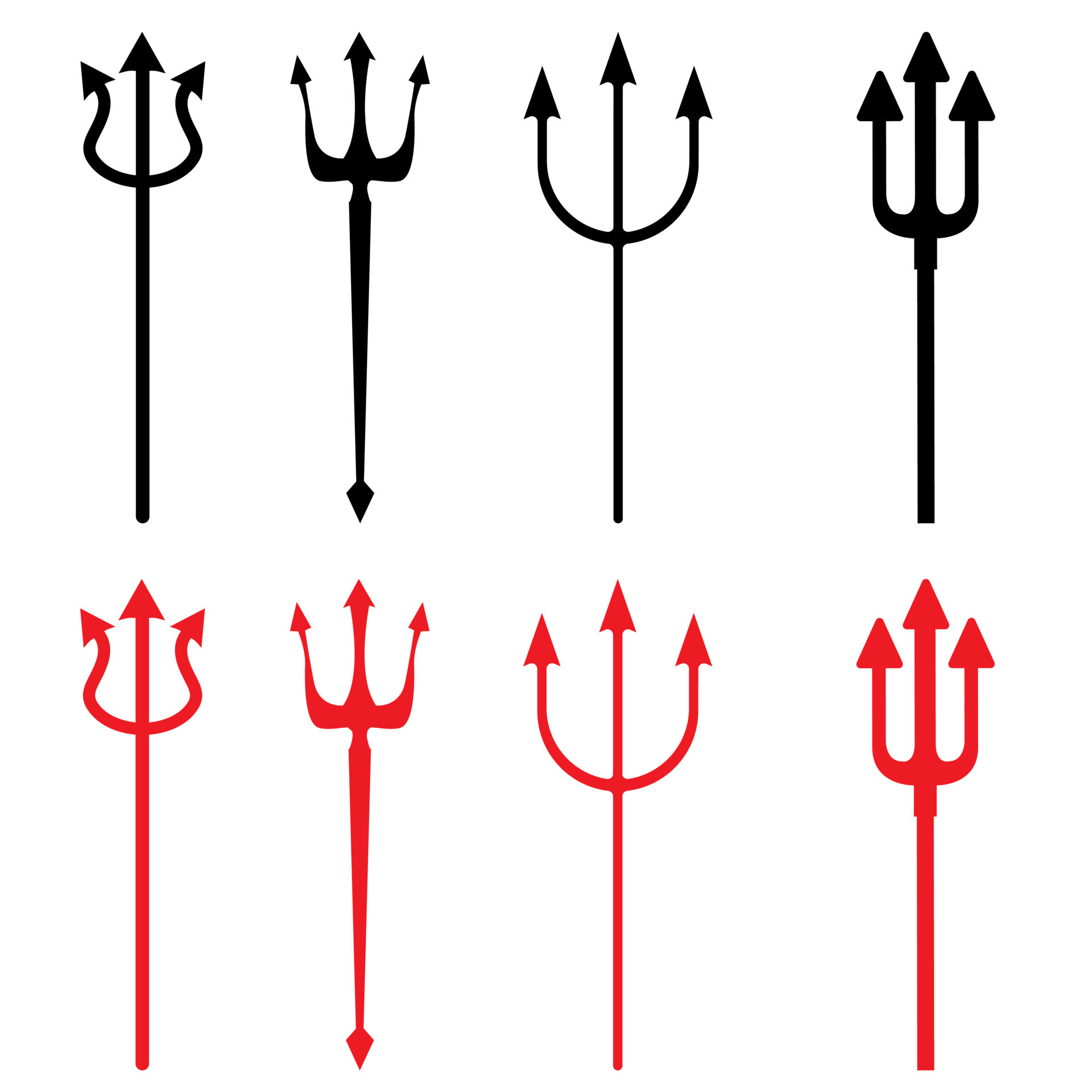 Trident devil icon vector set. pitchfork illustration sign collection