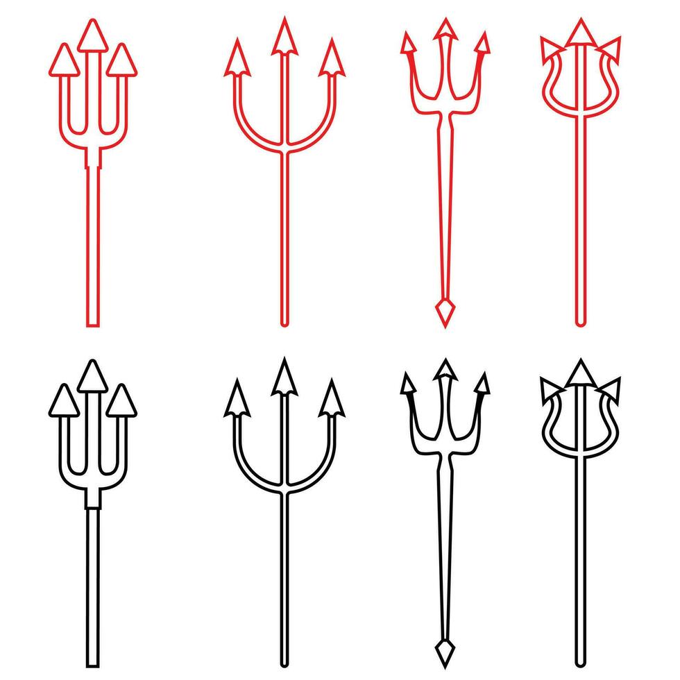 Trident devil icon vector set. pitchfork illustration sign collection. hell symbol.