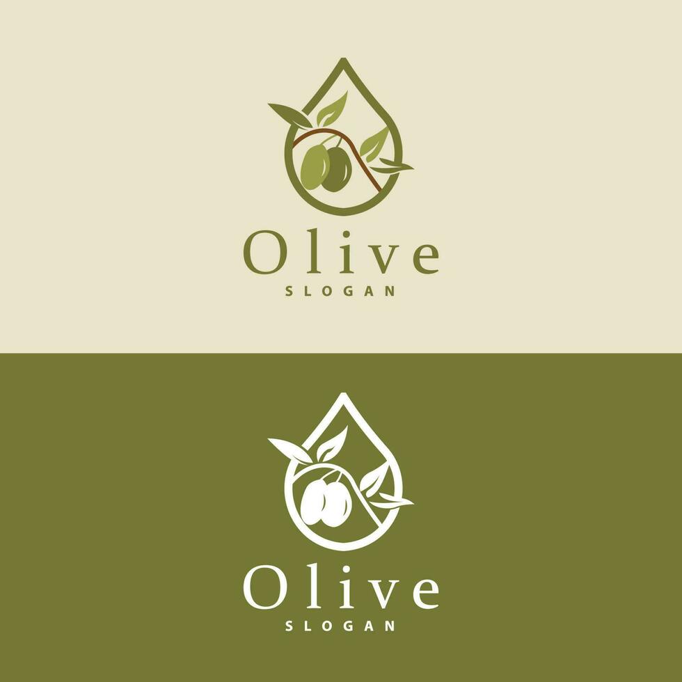 Olive Oil Logo, Olive Leaf Plant Herbal Garden Vector, Simple Elegant Luxurious Icon Design Template illustration vector