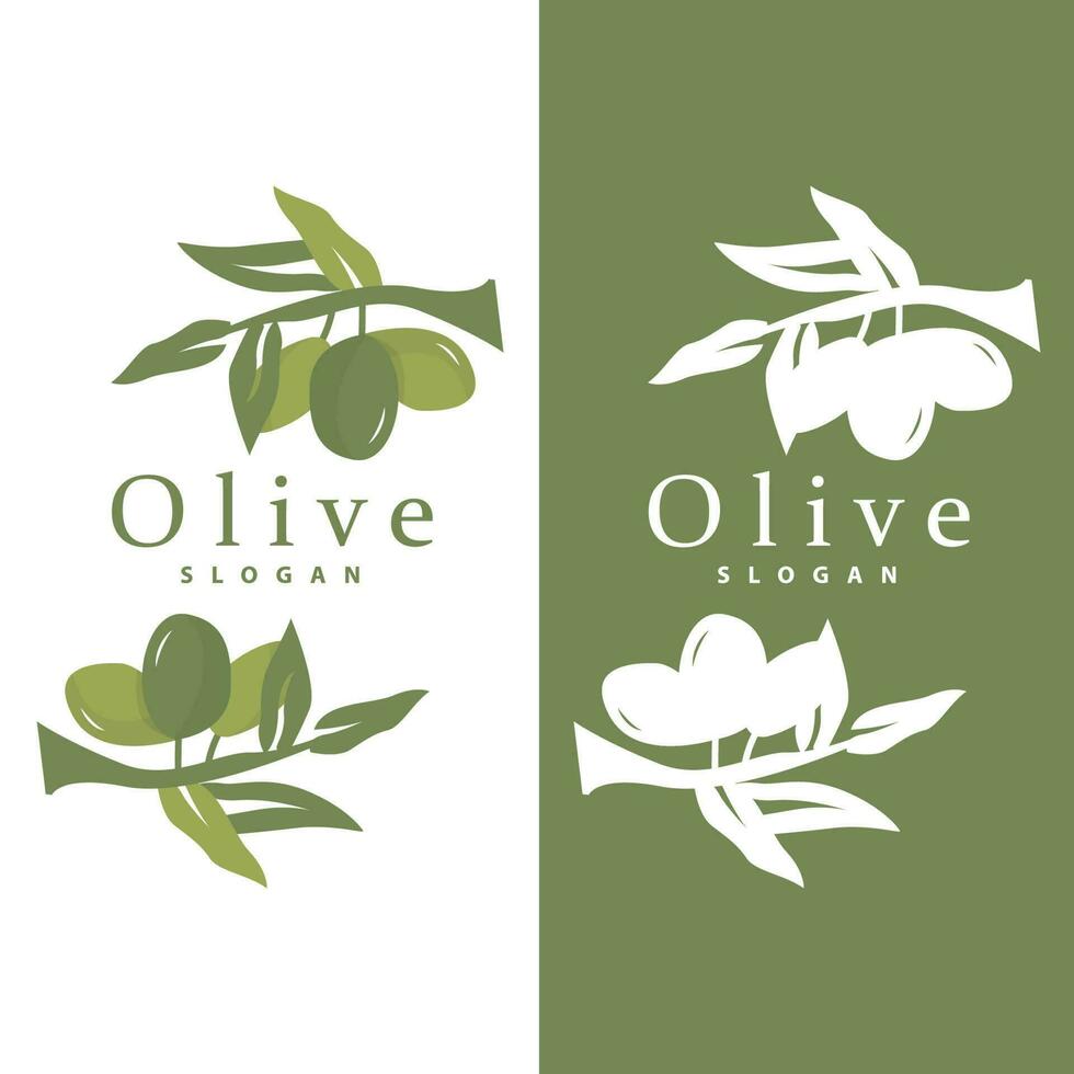 Olive Oil Logo, Olive Leaf Plant Herbal Garden Vector, Simple Elegant Luxurious Icon Design Template illustration vector