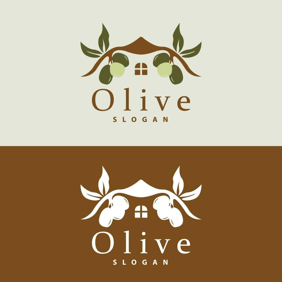 Olive Oil Logo, Olive Leaf Plant Herbal Garden Vector, Simple Elegant Luxurious Icon Design Template illustration vector