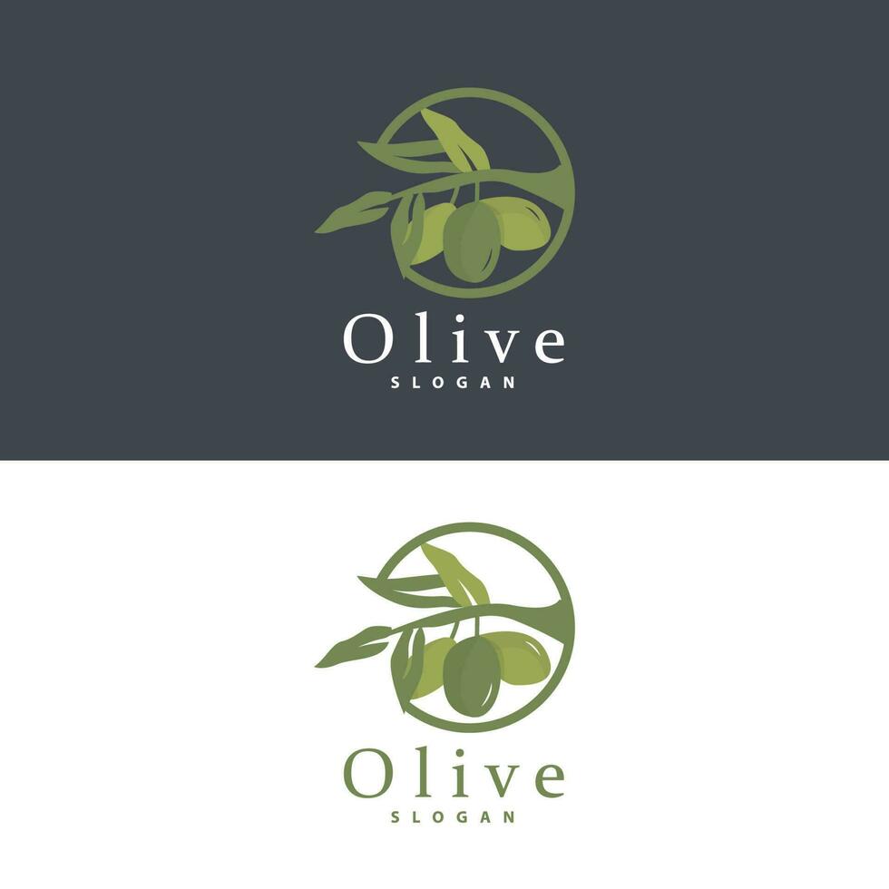 Olive Oil Logo, Olive Leaf Plant Herbal Garden Vector, Simple Elegant Luxurious Icon Design Template illustration vector